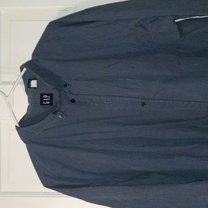 GAP blue checkered button up dress shirt 2XL